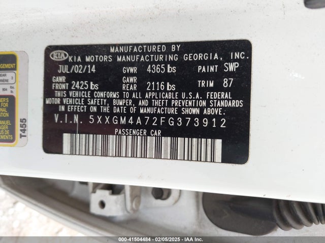 KIA Optima Lx 2015 5XXGM4A72FG373912 Image 9