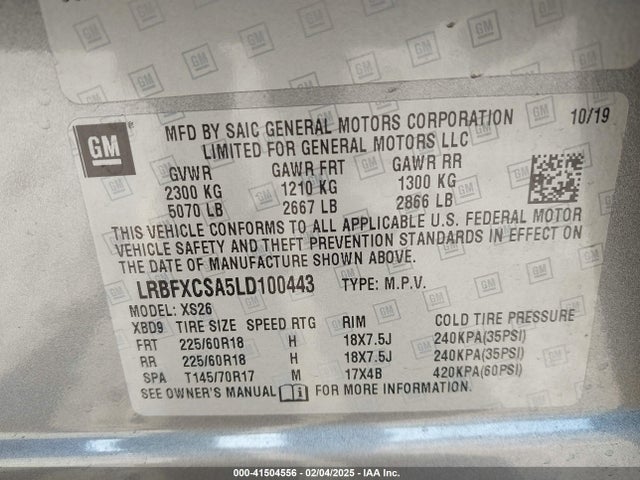 LRBFXCSA5LD100443 Buick Envision Fwd Essence