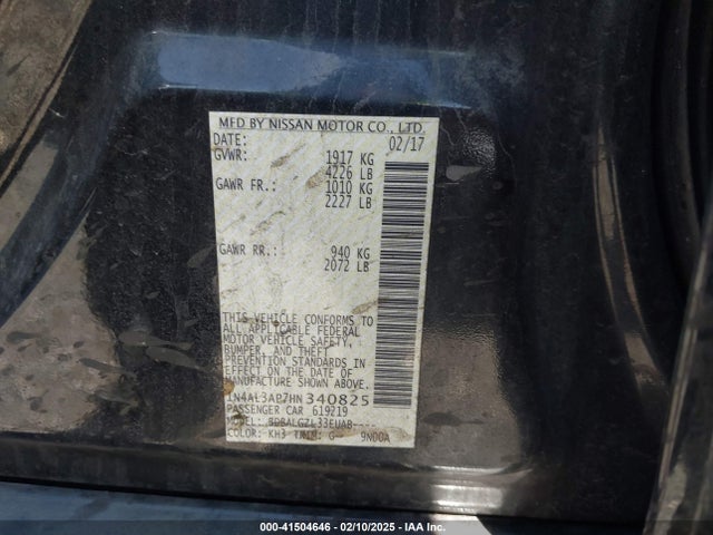 1N4AL3AP7HN340825 Nissan Altima 2.5 S