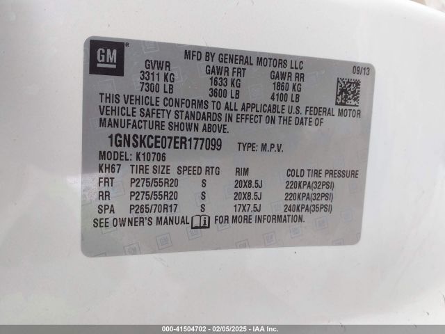 1GNSKCE07ER177099 Chevrolet Tahoe Ltz