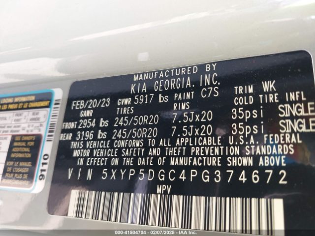 5XYP5DGC4PG374672 KIA Telluride Sx Prestige X-line