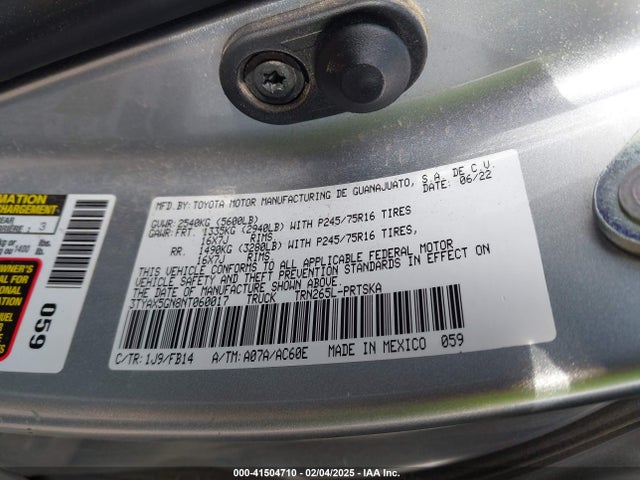 Toyota Tacoma Sr 2022 3TYAX5GN8NT060017 Image 9