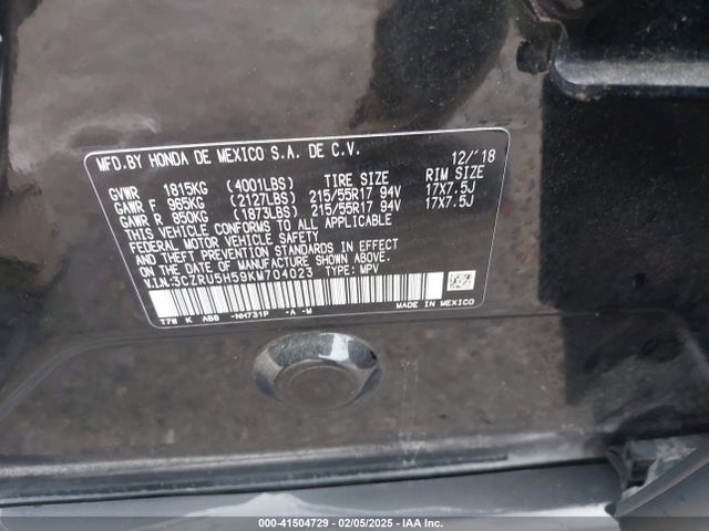 3CZRU5H59KM704023 Honda HR-V EX