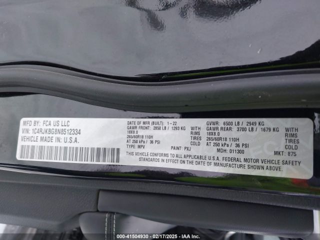 2022 JEEP GRAND CHEROKEE L 1C4RJKBG8N8512334 Photo 8