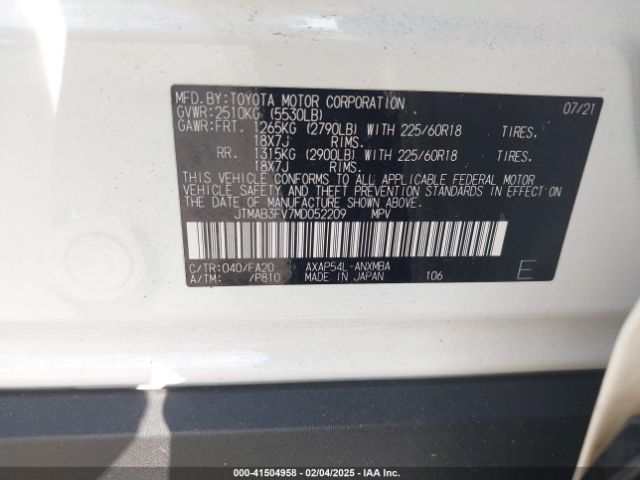 JTMAB3FV7MD052209 Toyota Rav4 Prime Se