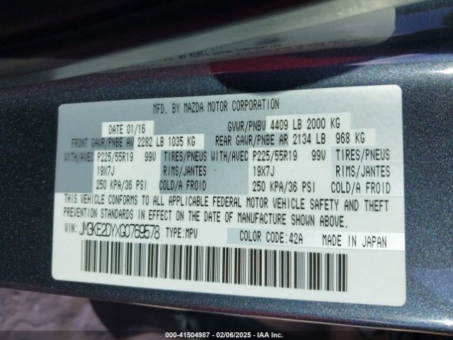JM3KE2DYXG0769578 Mazda Cx-5 Grand Touring