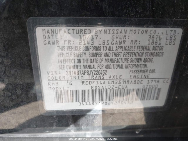 Nissan SENTRA SV 2018 3N1AB7AP8JY220452 Image 9