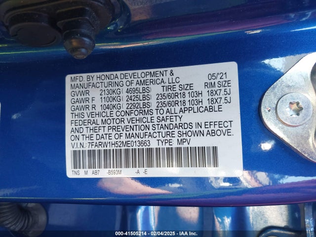 7FARW1H52ME013663 Honda Cr-v 2wd Ex