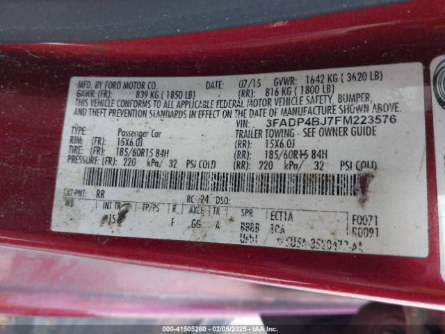 3FADP4BJ7FM223576 Ford FIESTA SE
