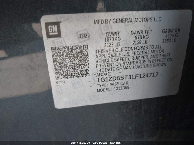 1G1ZD5ST3LF124712 Chevrolet Malibu Fwd Lt