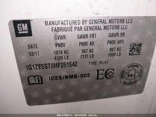 1G1ZE5ST8HF251542 Chevrolet MALIBU 1LT
