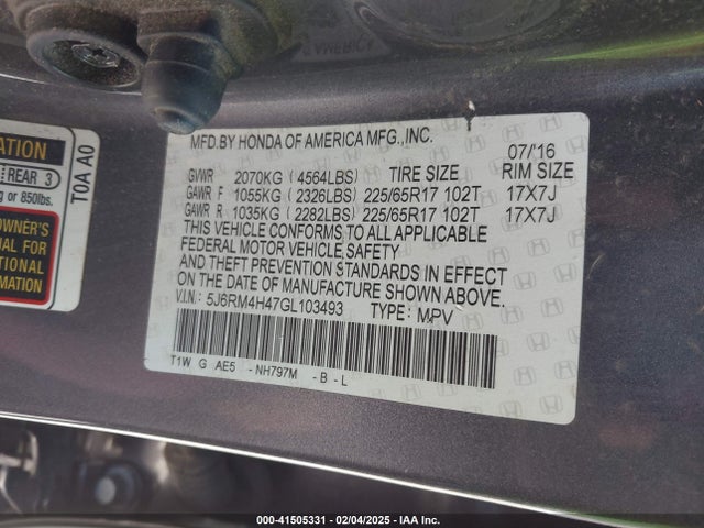 Honda CR-V SE 2016 5J6RM4H47GL103493 Image 9