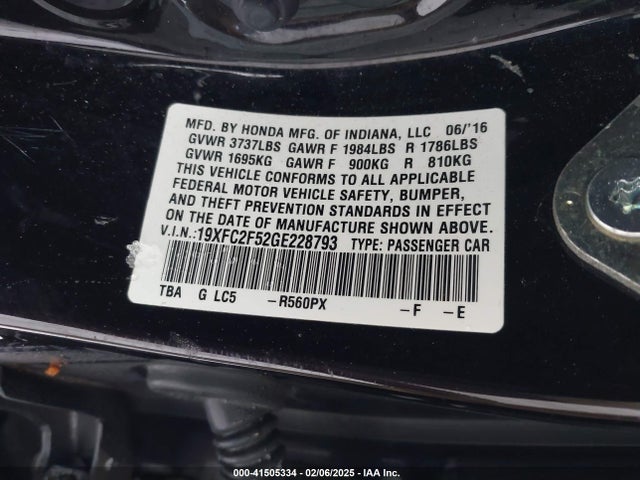 Honda Civic Lx 2016 19XFC2F52GE228793 Image 9
