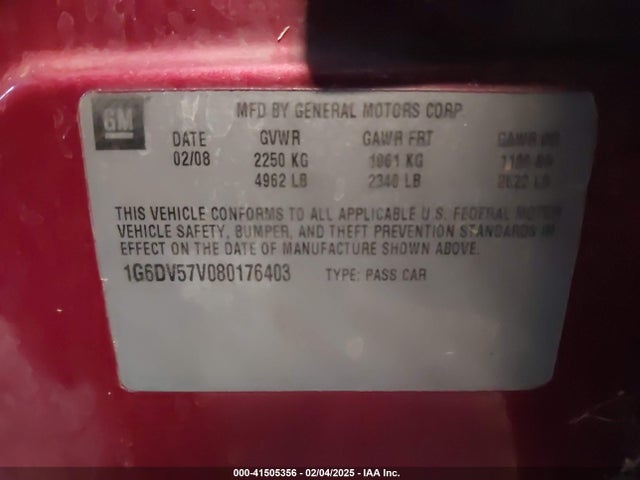 2008 CADILLAC CTS 1G6DV57V080176403 Photo 8