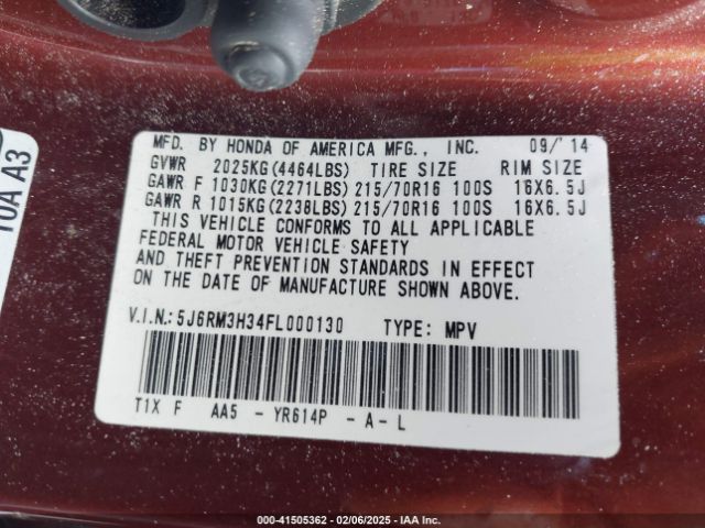 5J6RM3H34FL000130 Honda CR-V LX