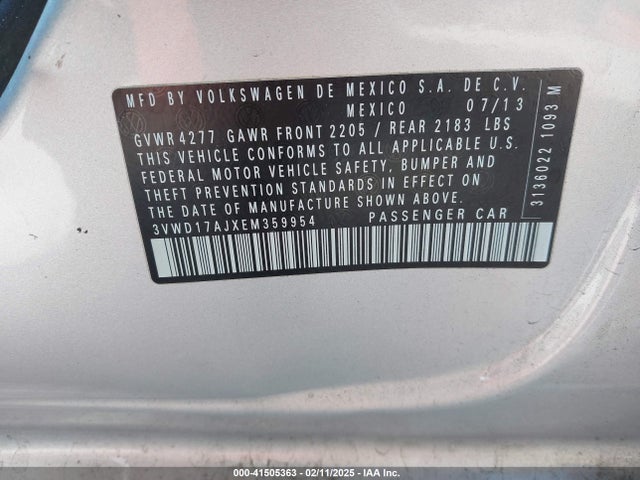 3VWD17AJXEM359954 Volkswagen Jetta 1.8t Se