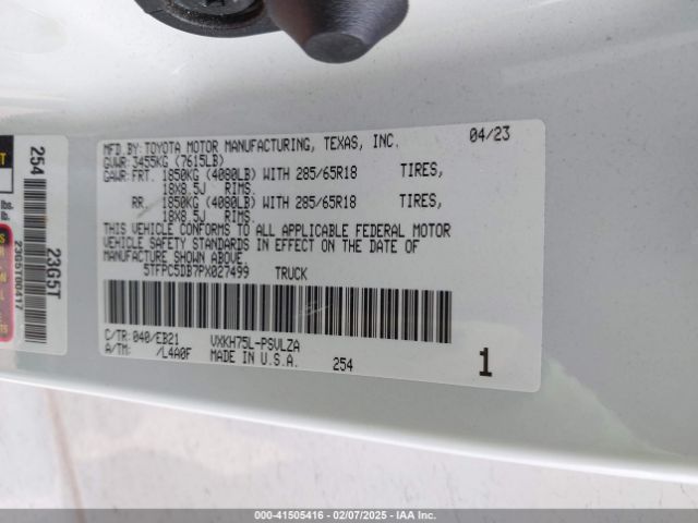 5TFPC5DB7PX027499 Toyota Tundra Hybrid Trd Pro