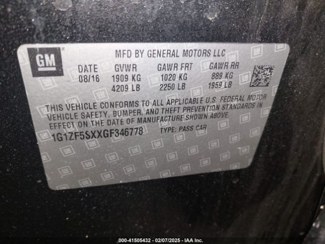 1G1ZF5SXXGF346778 Chevrolet MALIBU 2LT