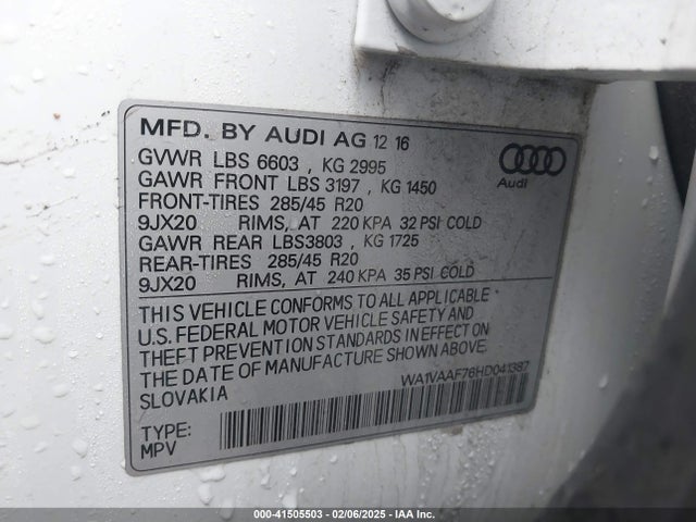 2017 AUDI Q7 WA1VAAF76HD041387 Photo 8