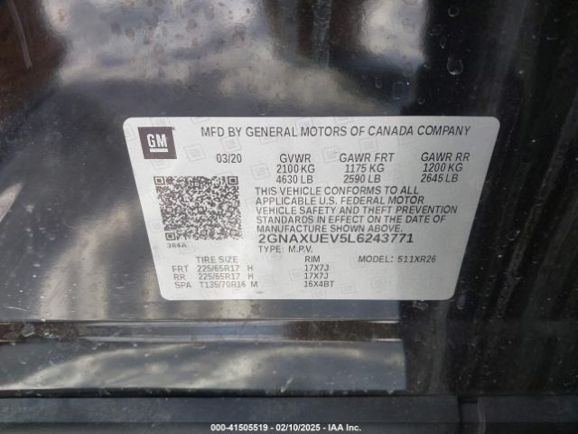 2020 CHEVROLET EQUINOX 2GNAXUEV5L6243771 Photo 8