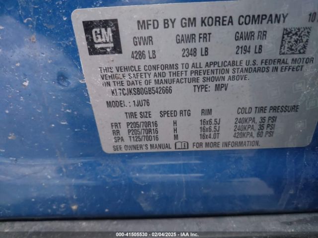 KL7CJKSB0GB542666 Chevrolet Trax 1ls
