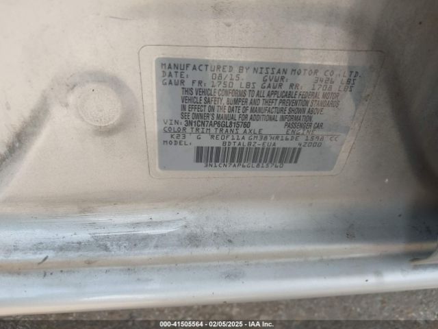 3N1CN7AP6GL815760 Nissan Versa 1.6 S/1.6 S+/1.6 Sl/1.6 Sv
