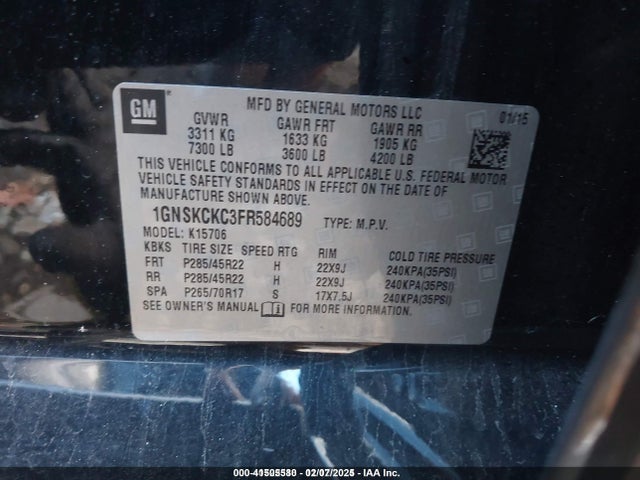 1GNSKCKC3FR584689 Chevrolet Tahoe Ltz