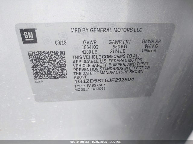 1G1ZD5ST6JF292504 Chevrolet MALIBU LT