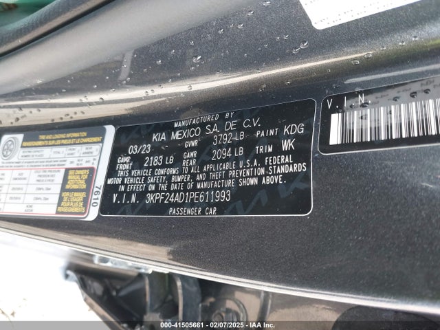 3KPF24AD1PE611993 KIA Forte Lxs