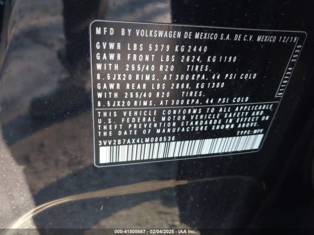 2020 VOLKSWAGEN TIGUAN 3VV2B7AX4LM086536 Photo 8