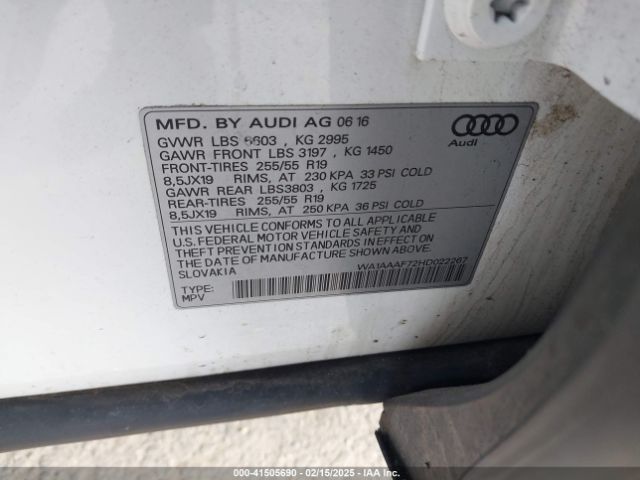 WA1AAAF72HD022267 Audi Q7 3.0t Premium