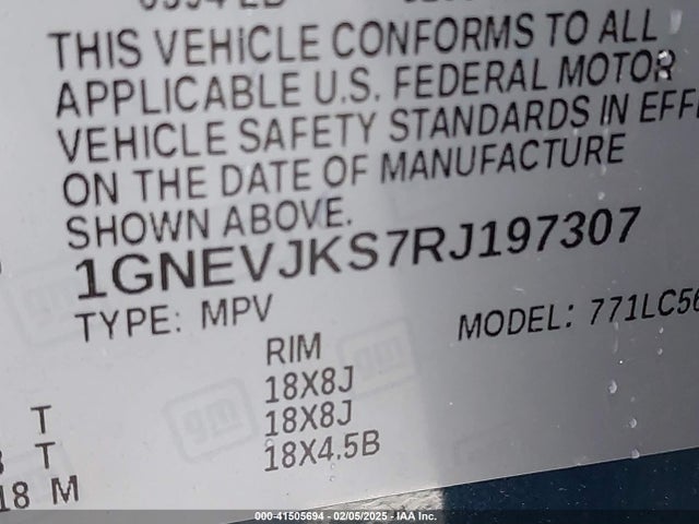1GNEVJKS7RJ197307 Chevrolet Traverse Awd Z71