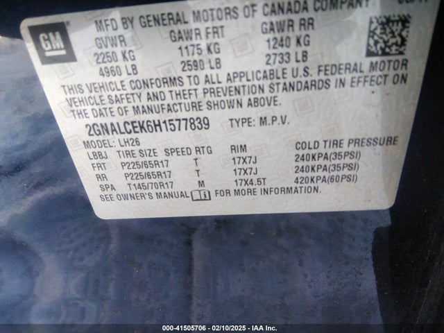 Chevrolet EQUINOX LT 2017 2GNALCEK6H1577839 Image 9