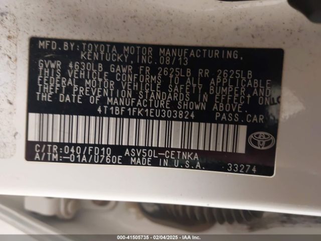 4T1BF1FK1EU303824 Toyota CAMRY LE