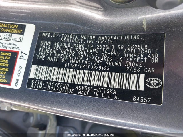 Toyota CAMRY SE 2015 4T1BF1FK1FU978493 Image 9