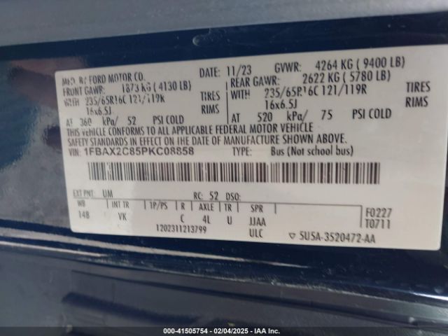 1FBAX2C85PKC08858 Ford Transit-350 Passenger Van Xl
