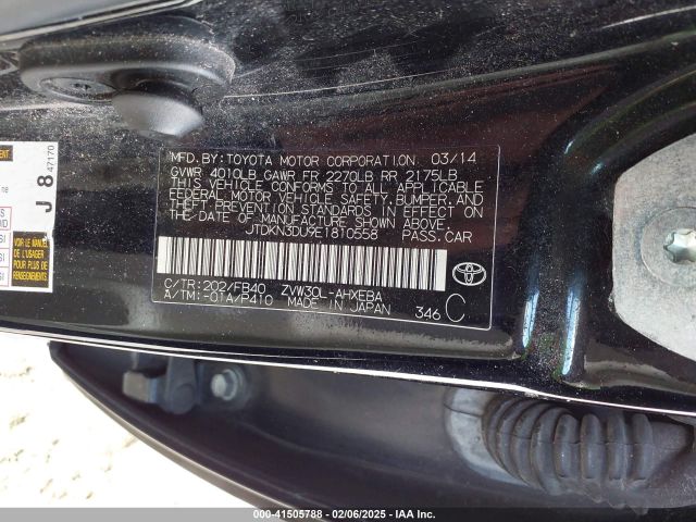 JTDKN3DU9E1810558 Toyota Prius Two