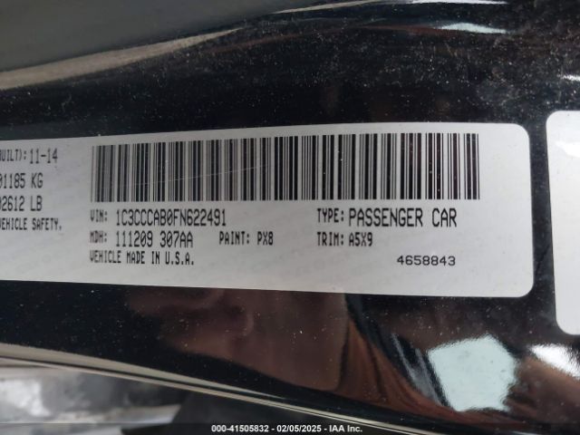 1C3CCCAB0FN622491 Chrysler 200 Limited