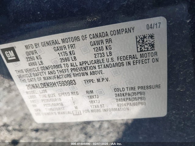 Chevrolet Equinox Premier 2017 2GNALDEK8H1593983 Image 9