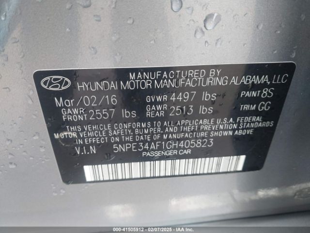 2016 HYUNDAI SONATA 5NPE34AF1GH405823 Photo 8