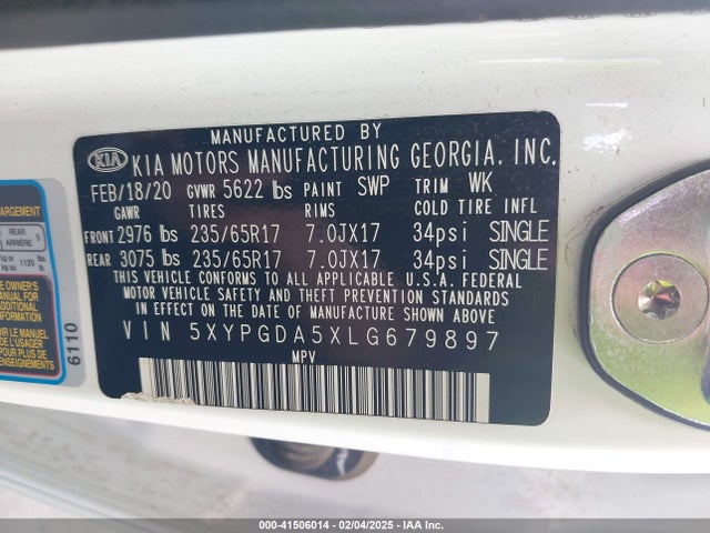 KIA Sorento 3.3l Lx 2020 5XYPGDA5XLG679897 Image 9