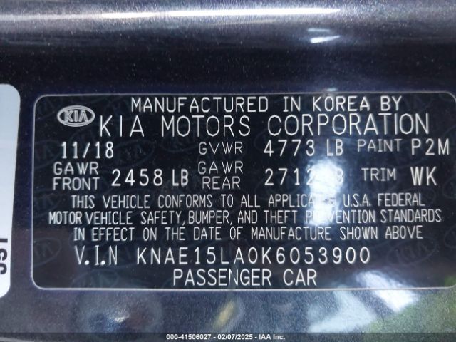 KNAE15LA0K6053900 KIA Stinger