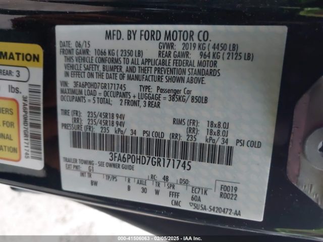 3FA6P0HD7GR171745 Ford FUSION SE