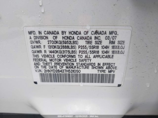 2007 ACURA MDX 2HNYD28427H531050 Photo 8