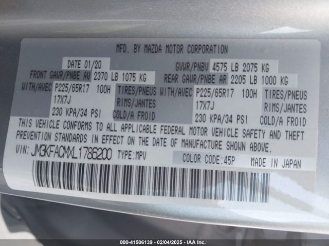 JM3KFACMXL1786200 Mazda Cx-5 Touring