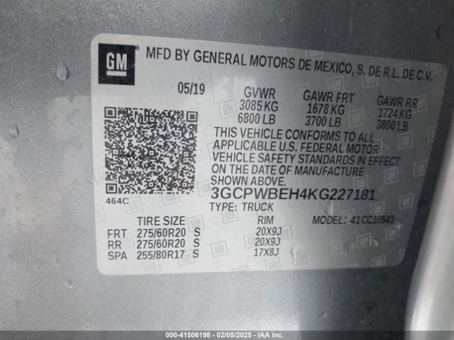 3GCPWBEH4KG227181 Chevrolet Silverado 1500 Custom