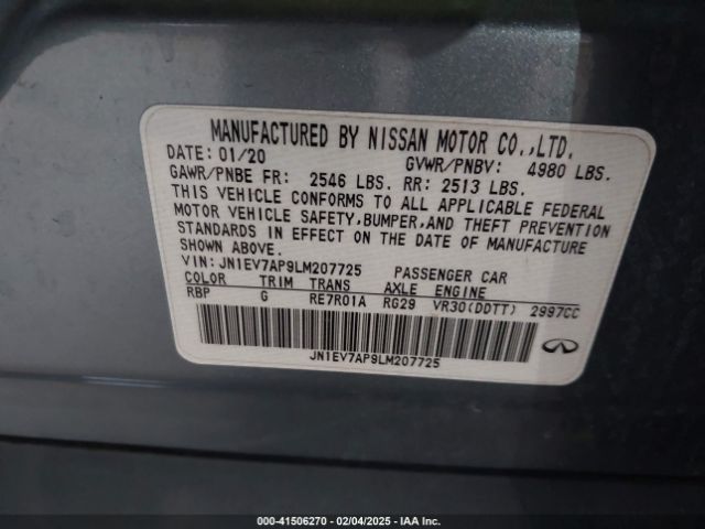 JN1EV7AP9LM207725 Infiniti Q50 LUXE