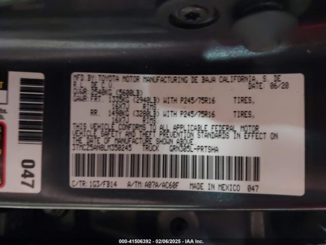 3TMCZ5AN8LM350245 Toyota Tacoma Sr V6