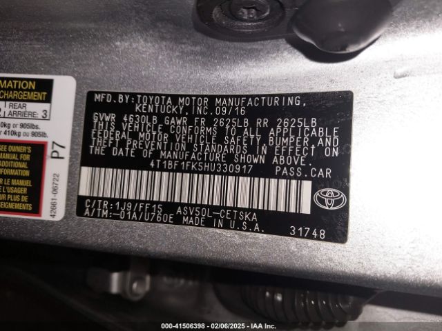 4T1BF1FK5HU330917 Toyota CAMRY SE
