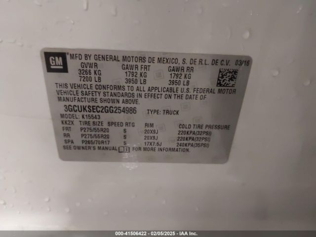3GCUKSEC2GG254986 Chevrolet Silverado 1500 1lz